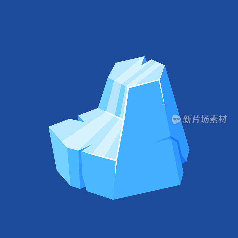 冰晶，表面有光泽的冰冻浮冰块。《Snowdrift Cap In Ocean》的Gui或Ui游戏设计元素。极地冰山
